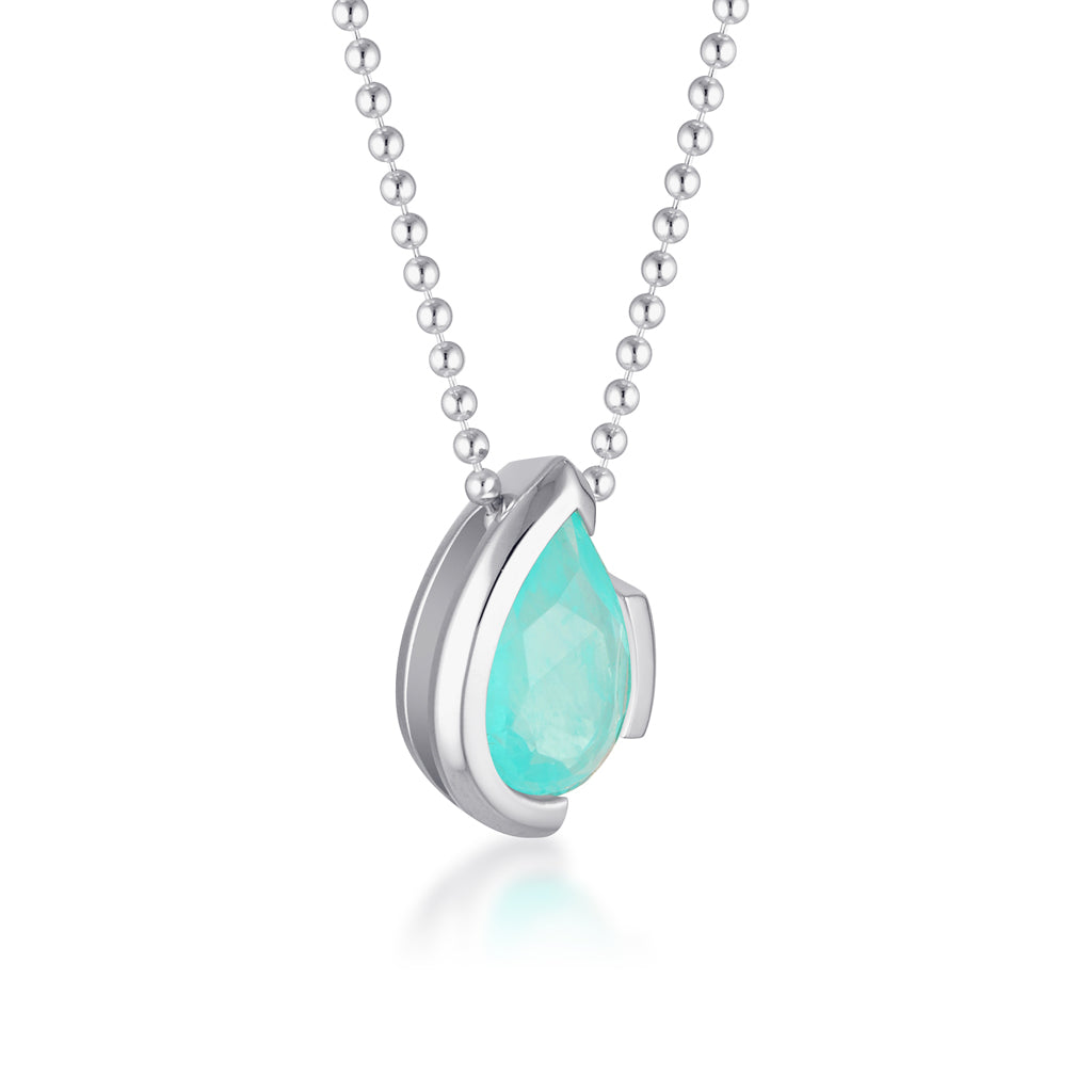 FLOAT™️ - Pear Cut Pendant - Sterling Silver & Paraiba Nano Quartz