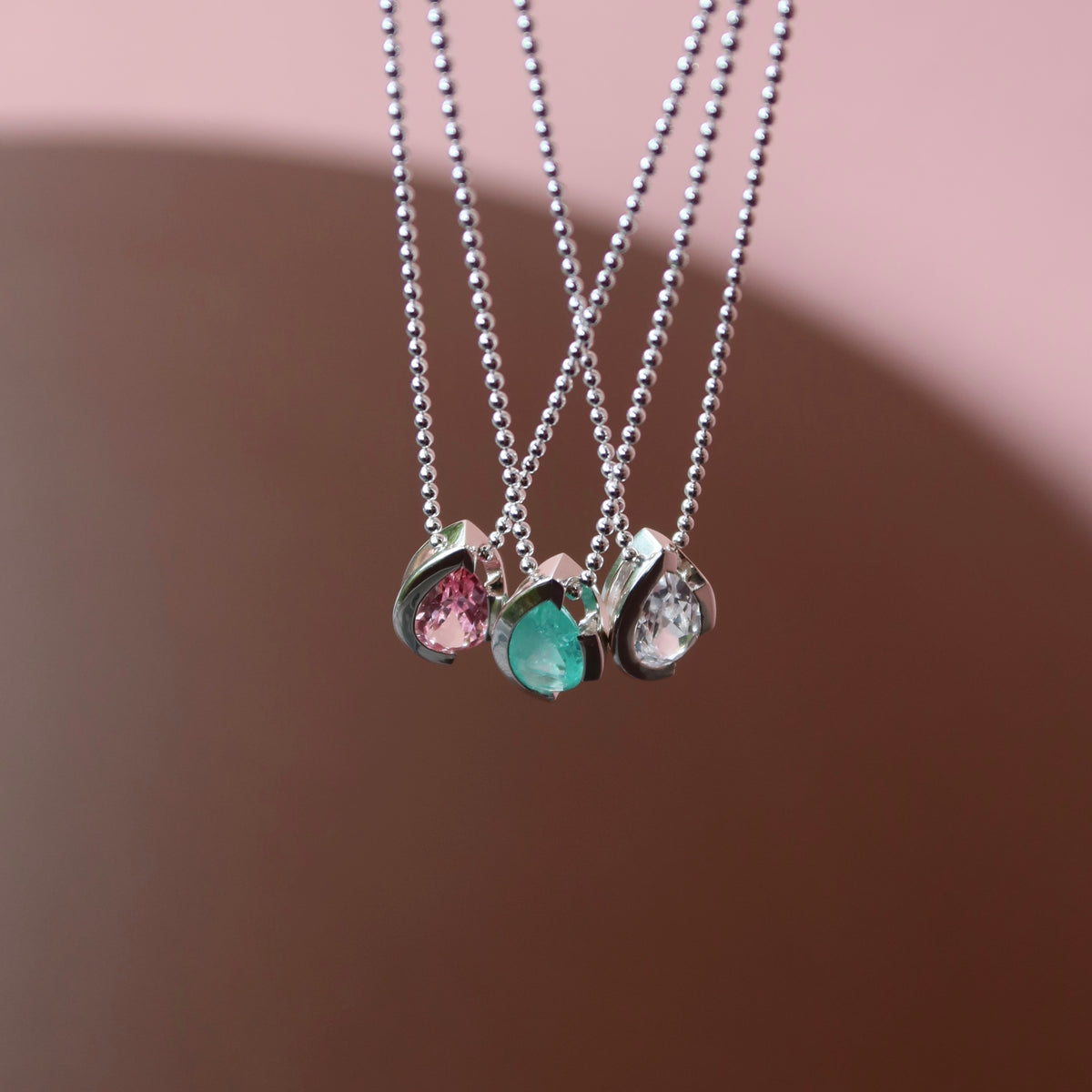 FLOAT™️ - Pear Cut Pendant - Sterling Silver & Paraiba Nano Quartz