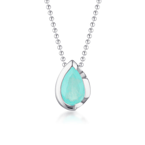 FLOAT™️ - Pear Cut Pendant - Sterling Silver & Paraiba Nano Quartz