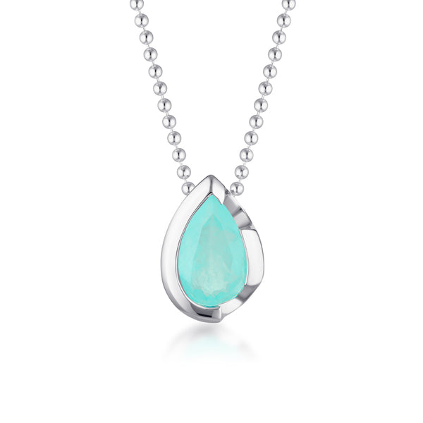 FLOAT™️ - Pear Cut Pendant - Sterling Silver & Paraiba Nano Quartz
