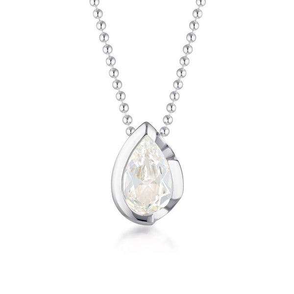 FLOAT™️ - Pear Cut Pendant - Sterling Silver & White Sapphire