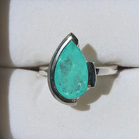 FLOAT™️ - Pear Cut Ring - Sterling Silver & Paraiba