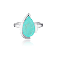 FLOAT™️ - Pear Cut Ring - Sterling Silver & Paraiba