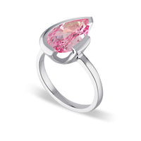 FLOAT™️ - Pear Cut Ring - Sterling Silver & Rosie Corundum