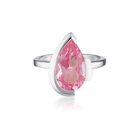 FLOAT™️ - Pear Cut Ring - Sterling Silver & Rosie Corundum