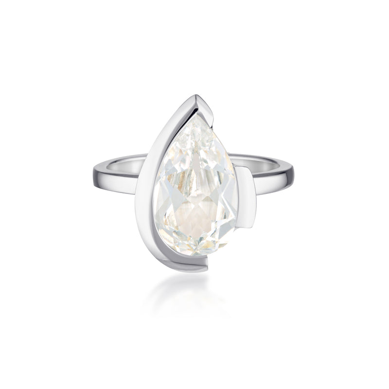 FLOAT™️ - Pear Cut Ring - Sterling Silver & White Sapphire