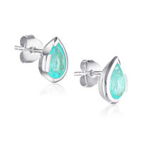 FLOAT™️ - Pear Cut Stud Earrings - Sterling Silver & Paraiba Nano Quartz
