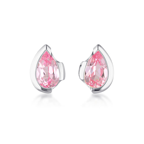 FLOAT™️ - Pear Cut Stud Earrings - Sterling Silver & Rosie Corundum