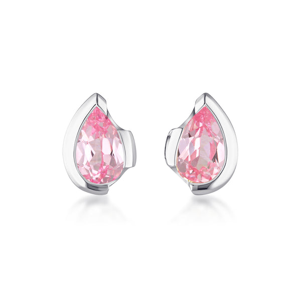 FLOAT™️ - Pear Cut Stud Earrings - Sterling Silver & Rosie Corundum