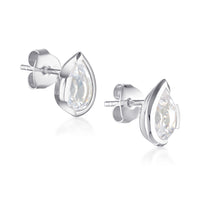 FLOAT™️ - Pear Cut Stud Earrings - Sterling Silver & White Sapphire