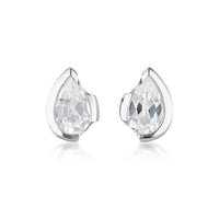 FLOAT™️ - Pear Cut Stud Earrings - Sterling Silver & White Sapphire