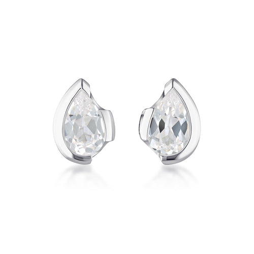 FLOAT™️ - Pear Cut Stud Earrings - Sterling Silver & White Sapphire