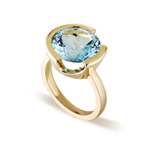 FLOAT™️ - Round Cut Blue Topaz Ring