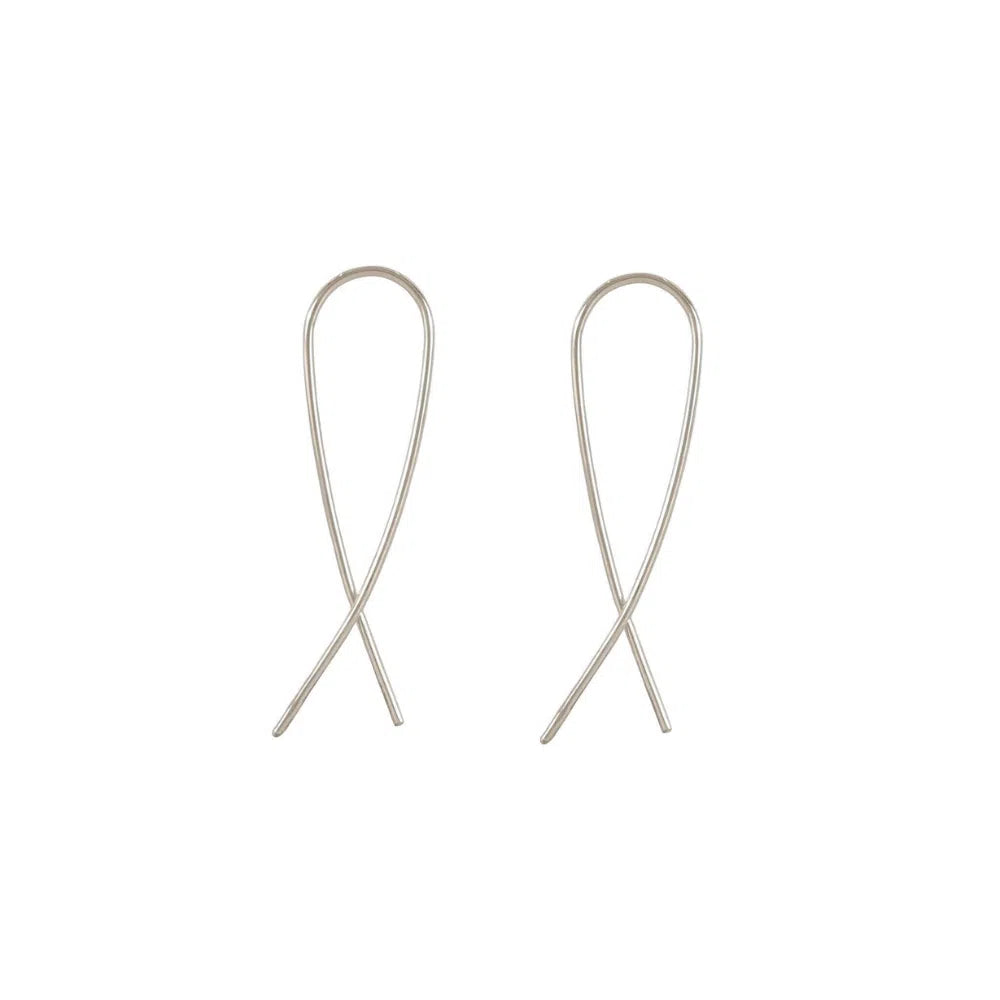 Fine Thread Wishbone Earrings - Sterling Silver