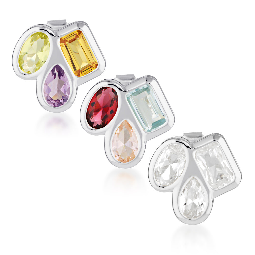 Gem Clash Gemstone Stud Earrings | Sterling Silver | Rebellion