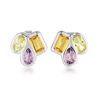 Gem Clash Gemstone Stud Earrings | Sterling Silver | Rebellion