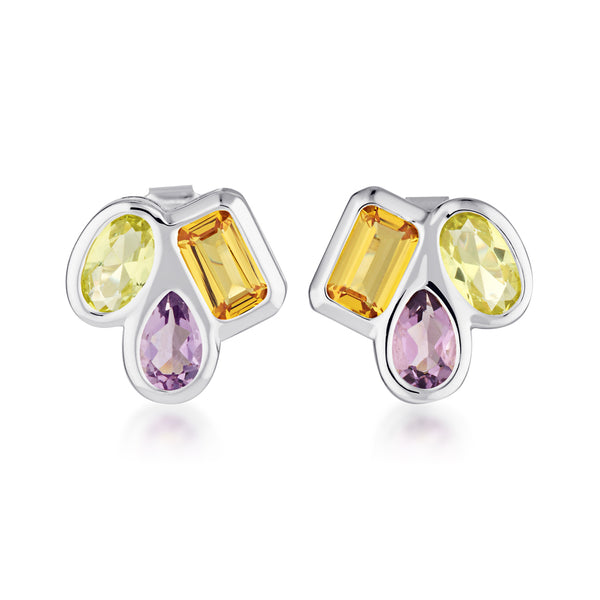 Gem Clash Gemstone Stud Earrings | Sterling Silver | Rebellion