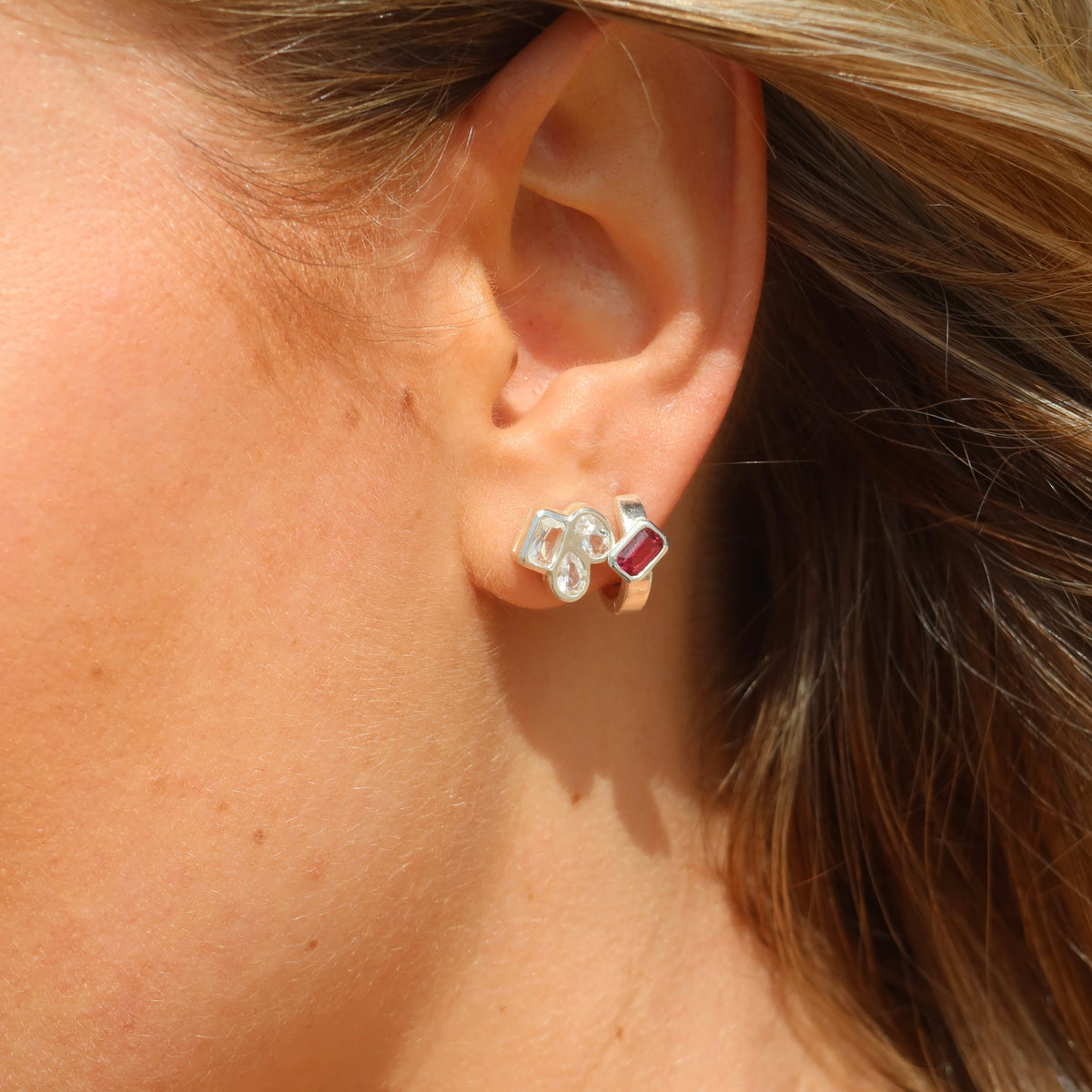 Gem Clash Gemstone Stud Earrings | Sterling Silver | Royale