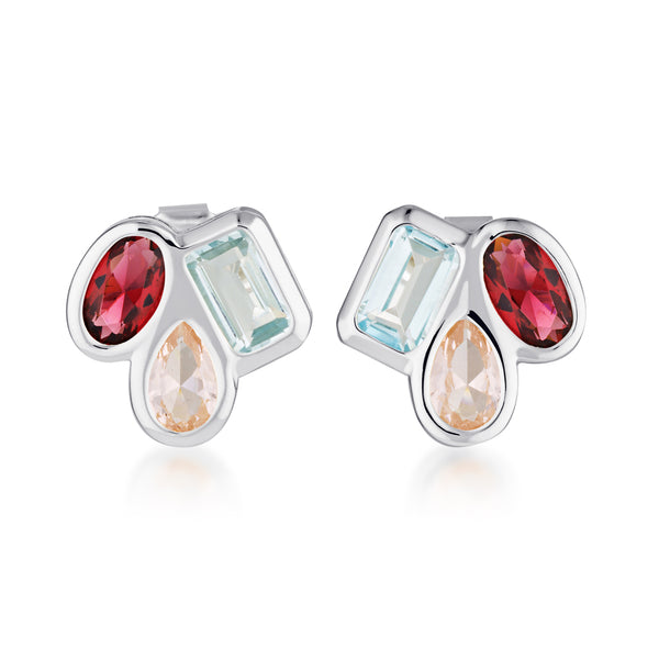 Gem Clash Gemstone Stud Earrings | Sterling Silver | Royale
