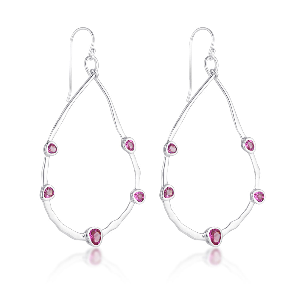Gempower Teardrop Hoop Earrings | Fuchsia