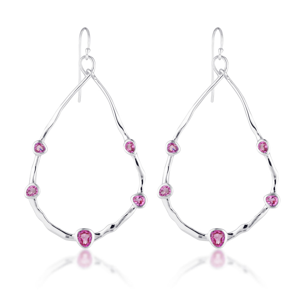 Gempower Teardrop Hoop Earrings | Fuchsia