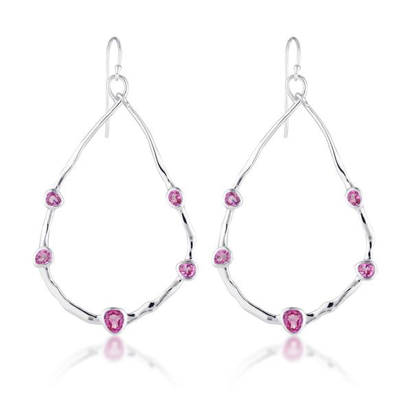 Gempower Teardrop Hoop Earrings | Fuchsia