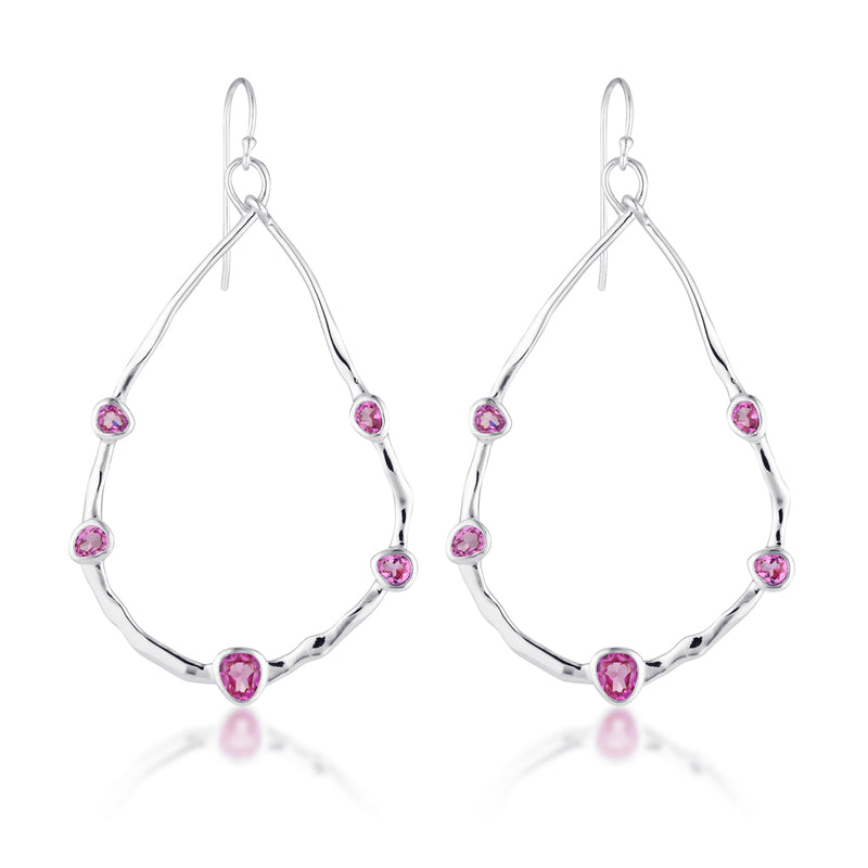 Gempower Teardrop Hoop Earrings | Fuchsia