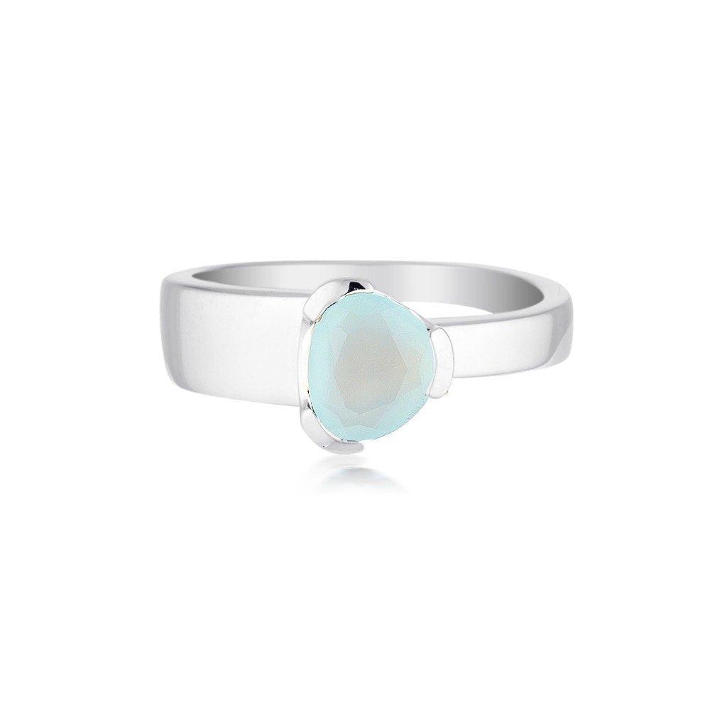 Gempower Tri-Cut Stacker Ring - Sterling Silver / Aquamarine