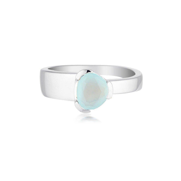 Gempower Tri-Cut Stacker Ring - Sterling Silver / Aquamarine