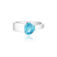 Gempower Tri-Cut Stacker Ring - Sterling Silver / Blue Zircon