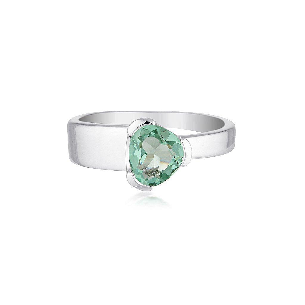Gempower Tri-Cut Stacker Ring - Sterling Silver / Green Amethyst