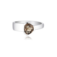 Gempower Tri-Cut Stacker Ring - Sterling Silver / Smoky Quartz