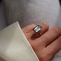 Large Emerald Sky Blue Topaz Celebration Stacker Ring | Size O