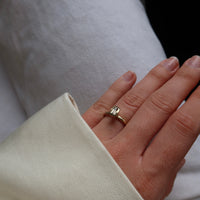 Small Emerald Yellow Quartz Celebration Stacker Ring | Size O
