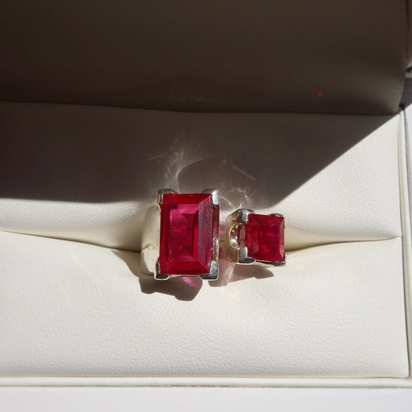 ONE-OFF | Emerald Duet Ring Ruby Red Corundum