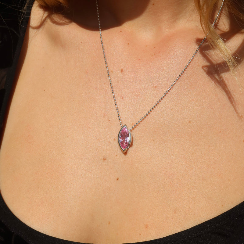ONE-OFF | FLOAT™️ Marquise Cut Pendant - Sterling Silver & Rosie Corundum
