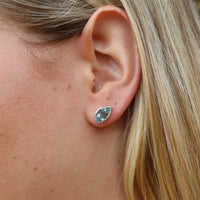 ONE-OFF | FLOAT™️ - Marquise Cut Stud Earrings - Sterling Silver & London Blue Quartz