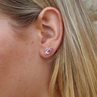 ONE-OFF | FLOAT™️ - Marquise Cut Stud Earrings - Sterling Silver & Rosie Corundum