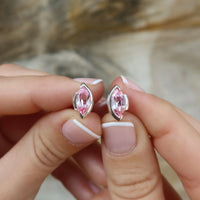 ONE-OFF | FLOAT™️ - Marquise Cut Stud Earrings - Sterling Silver & Rosie Corundum