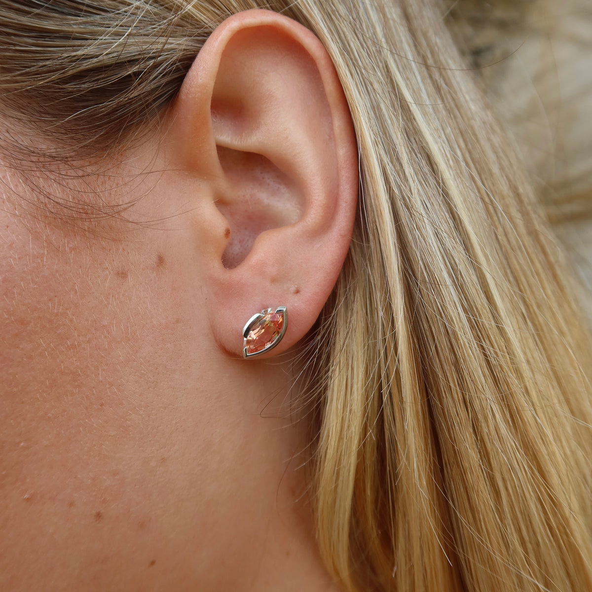 ONE-OFF | FLOAT™️ - Marquise Cut Stud Earrings - Sterling Silver & Sunset