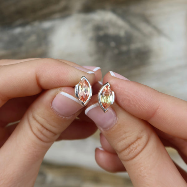 ONE-OFF | FLOAT™️ - Marquise Cut Stud Earrings - Sterling Silver & Sunset