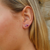 ONE-OFF | FLOAT™️ - Marquise Cut Stud Earrings - Sterling Silver & Watermelon Corundum