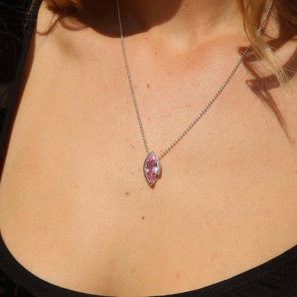 ONE-OFF | FLOAT™️ Marquise Cut Pendant - Sterling Silver & Rosie Corundum