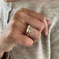 ONE-OFF | Yellow Gold Parti Sapphire Diamond Sandcast Gen U Ring - size M