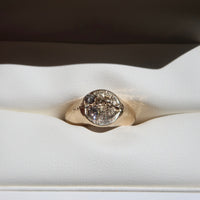ONE-OFF | Yellow Gold Sandcast Diamond Signet Ring - Size I