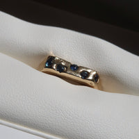 ONE-OFF | Yellow Gold Sapphire Sandcast Gen U Ring - Size L