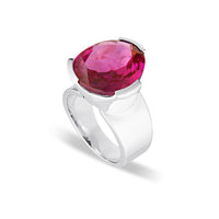 Original Tri-Cut Gemstone Ring - Sterling Silver / Fuchsia