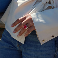 Original Tri-Cut Gemstone Ring - Sterling Silver / Fuchsia