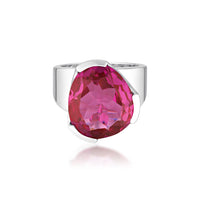 Original Tri-Cut Gemstone Ring - Sterling Silver / Fuchsia