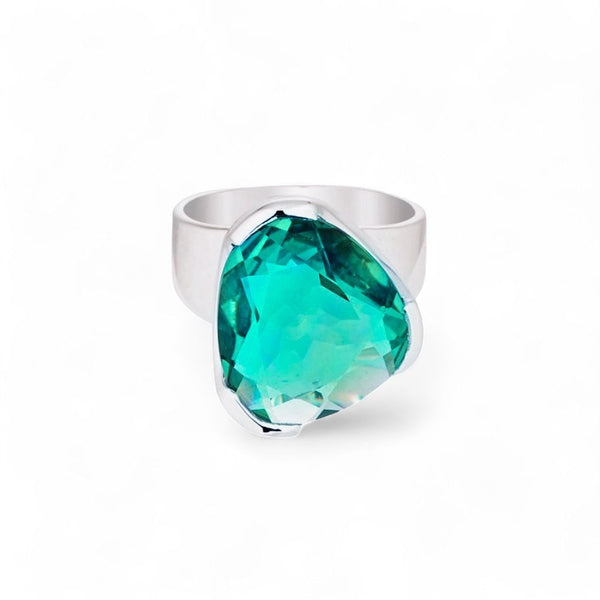 Original Tri-Cut Gemstone Ring - Sterling Silver / Paraiba Nano Quartz